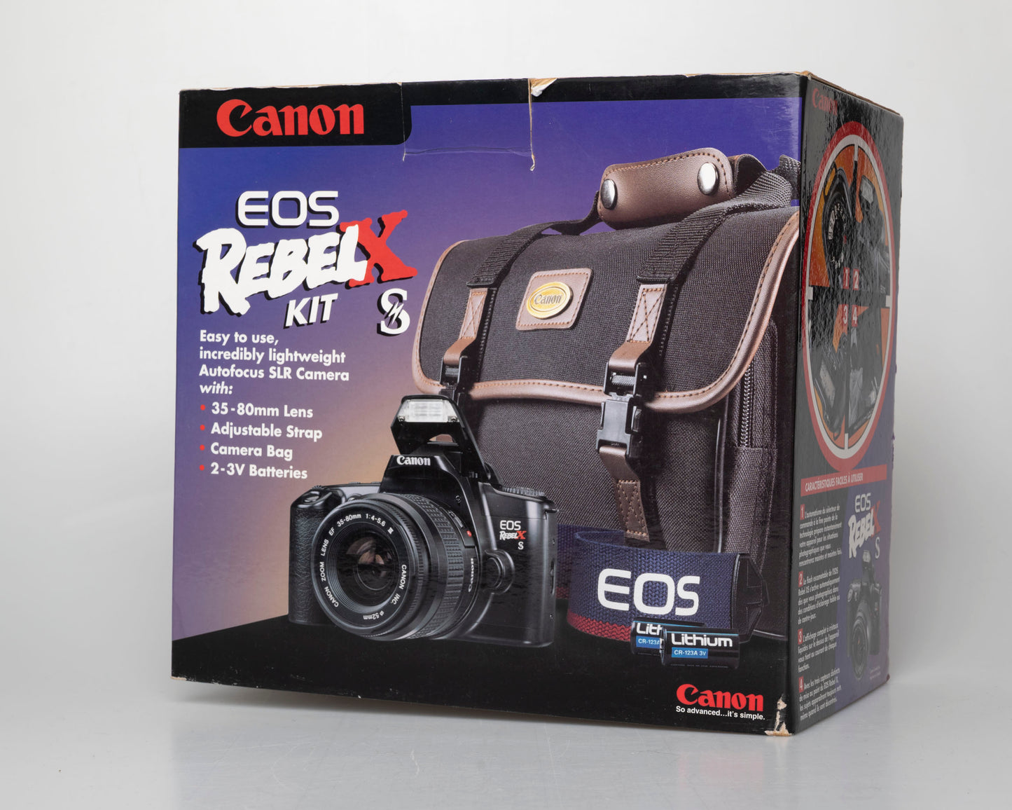 Canon EOS Rebel XS 35mm film SLR Kit w/ EF 35-80mm lens + camera bag + box