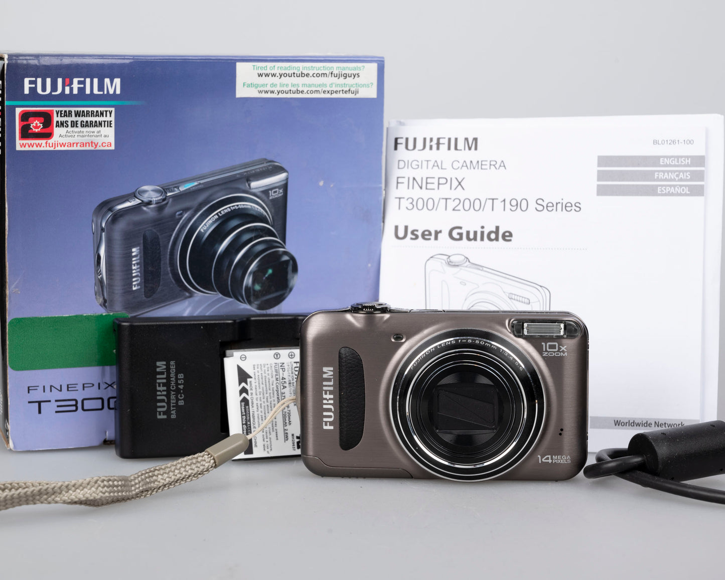 Appareil photo numérique Fujifilm Finepix T300 avec capteur CCD 14 MP avec boîtier + batterie + chargeur + manuel