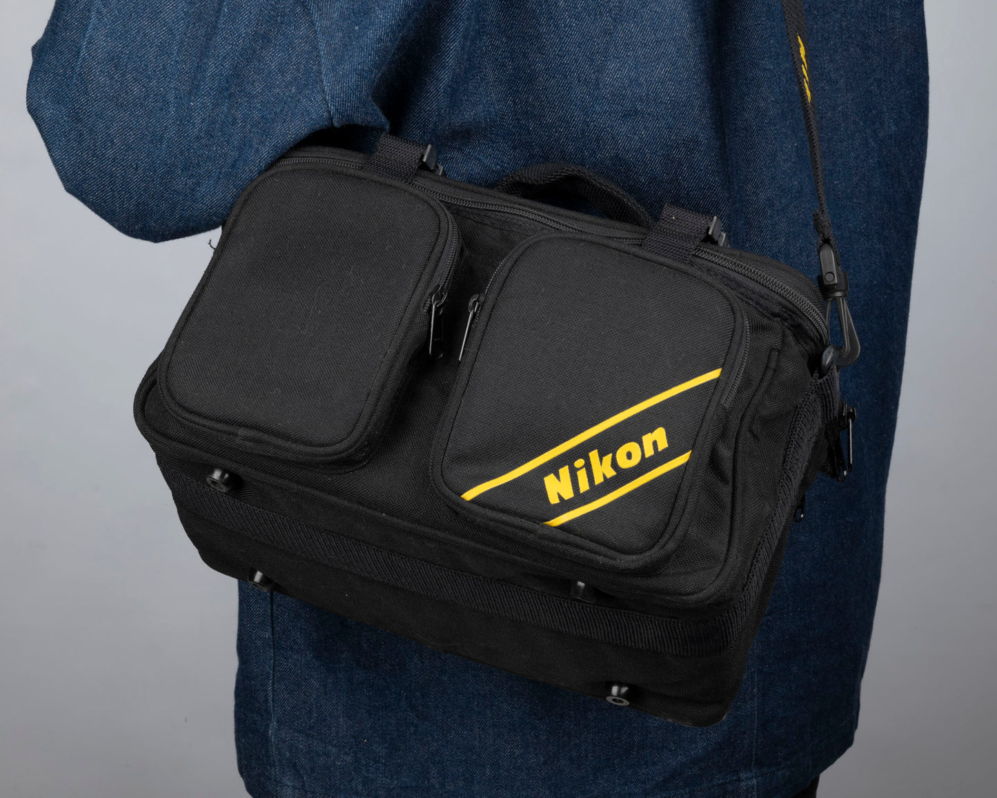 Nikon black and yellow large camera bag