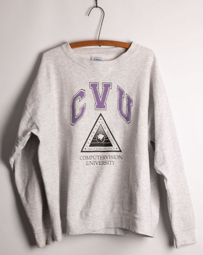 vintage y2k sweatshirt academia nerd heather gray computer vision university
