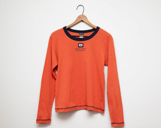 Orange and navy long-sleeve t-shirt (small)