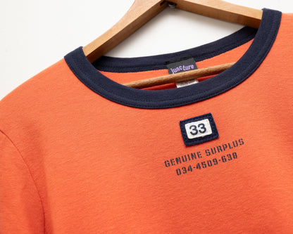 T-shirt à manches longues orange et marine (petit)