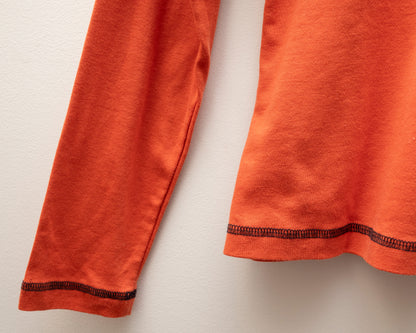 T-shirt à manches longues orange et marine (petit)