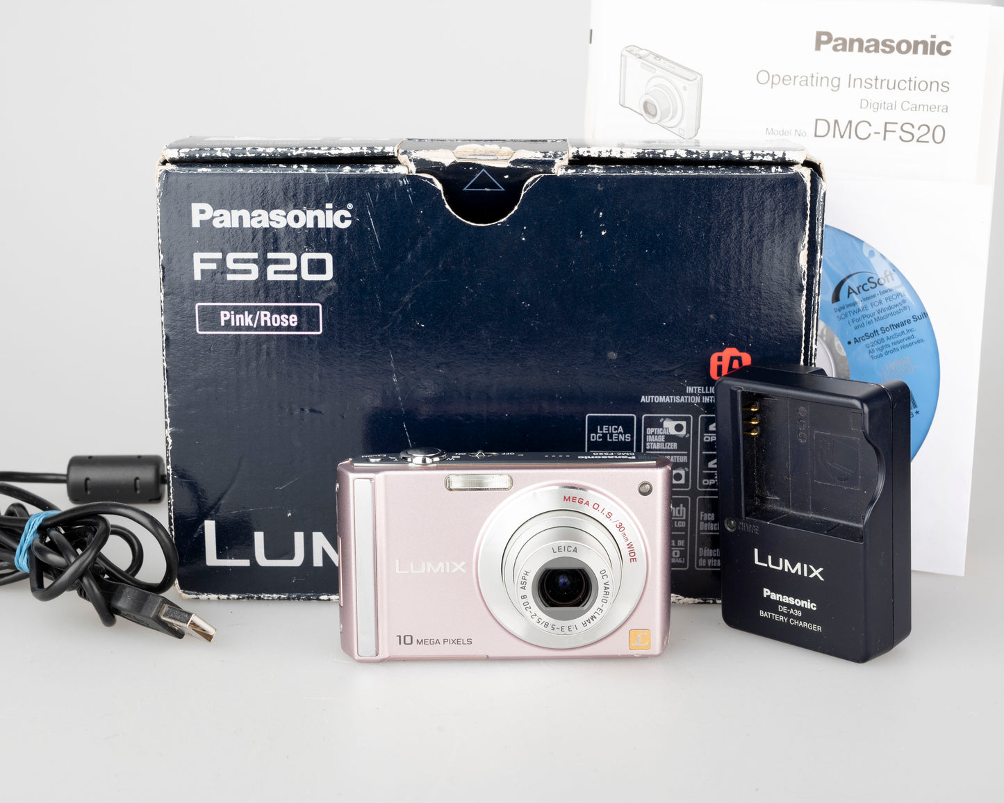 Panasonic Lumix FS20 digicam feat/ 10.1 MP CCD sensor + Leica DC lens;  w/ charger + battery + box + manual