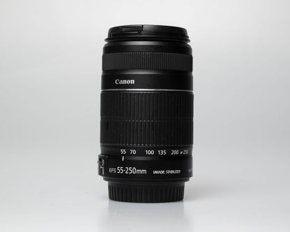 Canon EF-S 55-250mm f/4-5.6 IS II lens, upright top side