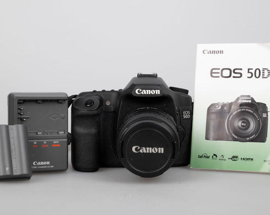 Canon EOS 50D 15.1MP Digital SLR Camera w/ 32GB CF card + 2x Battery w/ charger + EF-S 18-55mm f/3.5-5.6 II lens + manual