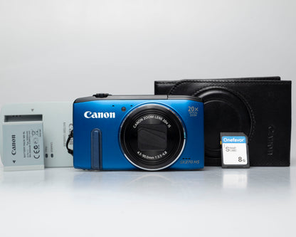 Canon Powershot SX270 HS digicam w/ 8GB SD card + battery + charger + case (serial 712164001703)