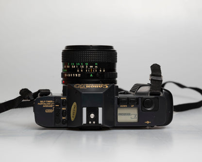Canon T70 35mm SLR with FD 28mm f2.8 lens (serial 1026627)