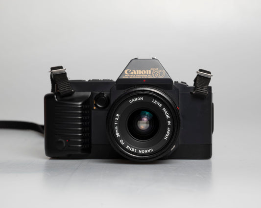 Canon T70 35mm SLR with FD 28mm f2.8 lens (serial 1026627)