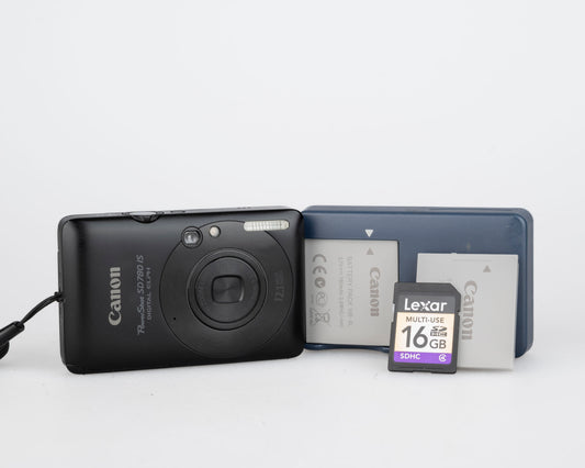 Canon Powershot SD780 IS Digital Elph 12.1MP CCD digicam w/ 16GB SD card + 2 batteries + charger