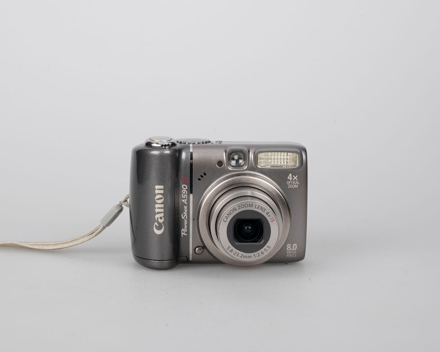 Canon Powershot A590 IS digicam w/ 8 MP CCD sensor; includes 512MB SD card (uses AA batteries)