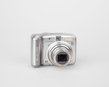 Appareil photo numérique Canon Powershot A720 IS avec capteur CCD 8 MP (utilise des piles AA et des cartes mémoire SD)