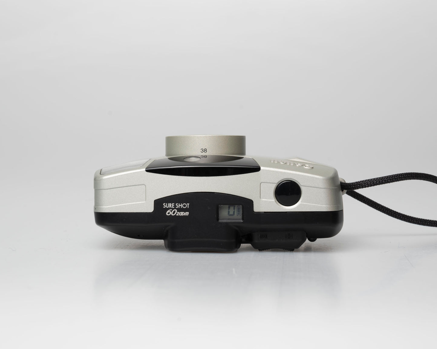 Canon Sure Shot 60 Zoom 35mm point-and-shoot camera; top view on