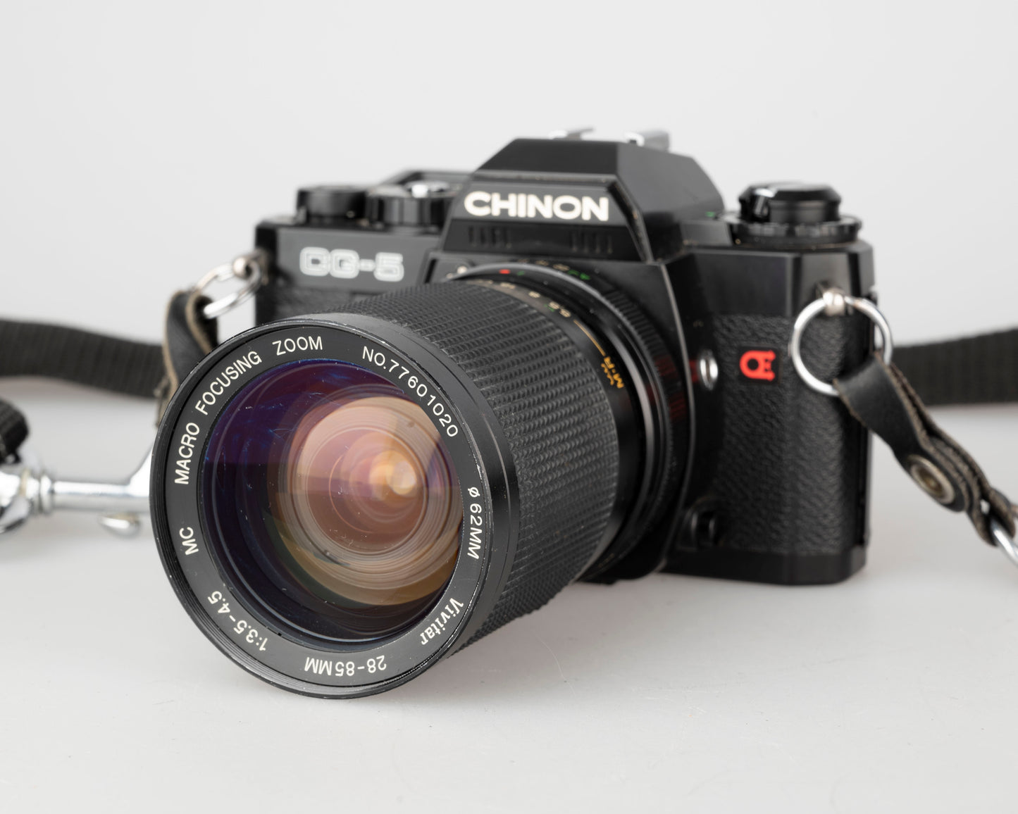 Chinon CG-5 35mm film SLR camera w/ 28-85mm zoom (uses K-mount lenses)