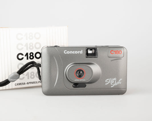 Appareil photo argentique Concord C180 Slim Shot 35 mm avec boîte d'origine