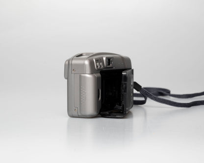 Fuji Discovery S290S Zoom 35mm point-and-shoot camera; side; film door open