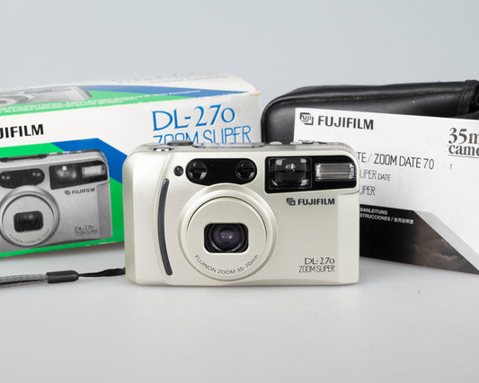 Fujifilm DL-270 Zoom Super 35mm camera w/ box, case, and manual (serial 4990959)