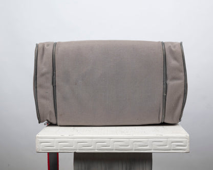 Image mid-sized grey and red camera bag