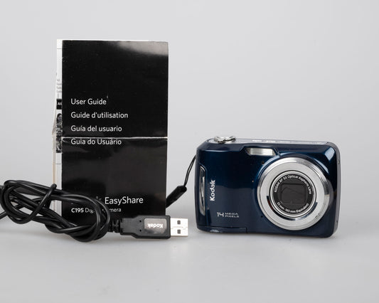 Kodak Easyshare C195 14 MP CCD sensor digicam w/ manual and USB cable (uses AA batteries and SD memory cards)