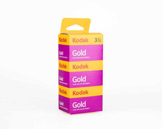 Pack de 3 films négatifs couleur Kodak Gold 200 (35 mm, 36 exp, ISO 200, 3 rouleaux)