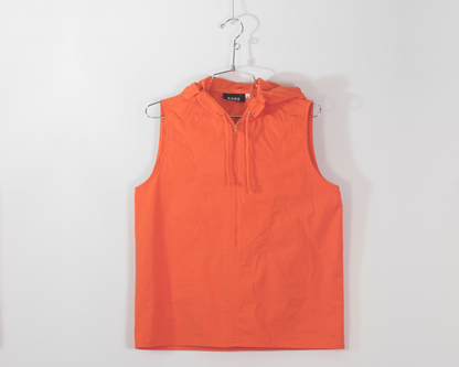 Michael Kors sleeveless cotton orange hooded top half-zip rave y2k