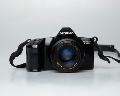 Minolta Dynax 3000i 35mm SLR w/ Minolta AF 50mm f1.7 lens + Program D 314i flash (serial 62301669))