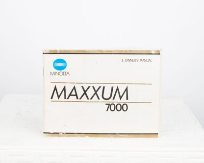 Minolta Maxxum 7000 35mm film SLR w/ 50mm f1.7 lens + 4000AF flash + Program Data Back 70 (serial 18038659)