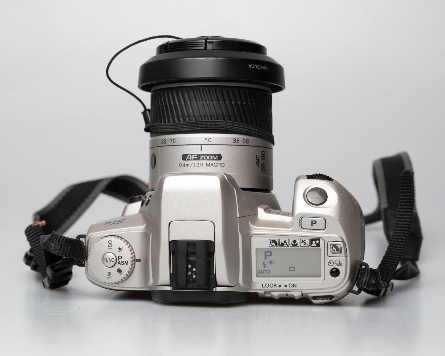 Minolta STsi 35mm SLR film camera; top view