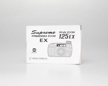 Appareil photo Minolta Riva Zoom 125 EX Date 35mm avec étui et manuel (numéro de série 95904275)
