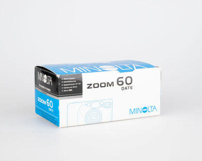 Appareil photo Minolta Zoom 60 Date 35 mm avec boîte d'origine + étui (série 20302683)