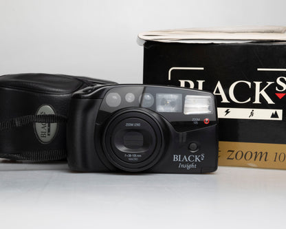 Black's (Samsung) Insight Zoom 105 35mm camera w/ original box, case, and manual (serial 1541839)