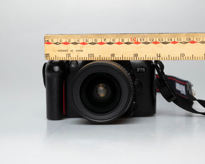 Nikon F75 35mm film SLR w/ AF Nikkor 28-80mm lens (serial 2258155)