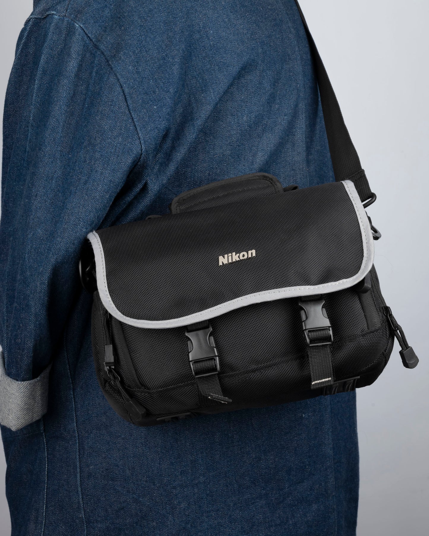 Nikon mid-sized black and grey camera bag