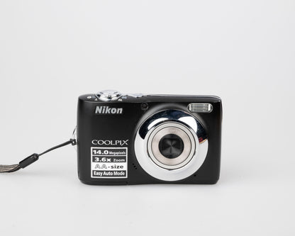 Nikon Coolpix L24 14MP CCD sensor digicam w/ case (uses AA batteries and SD memory cards)