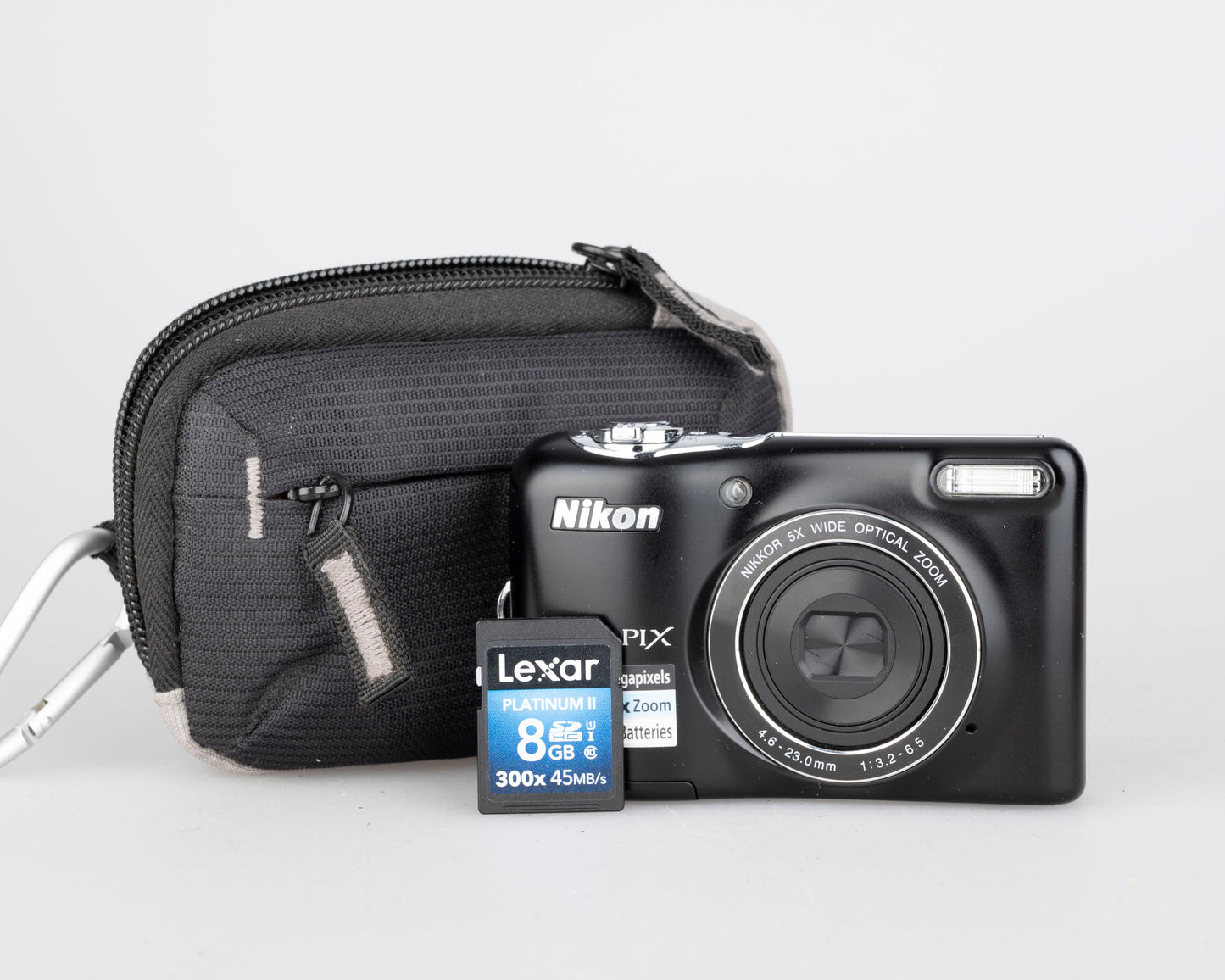 Appareil photo numérique à capteur CCD Nikon Coolpix L32 20,1 MP avec carte SD de 8 Go + étui (utilise des piles AA)