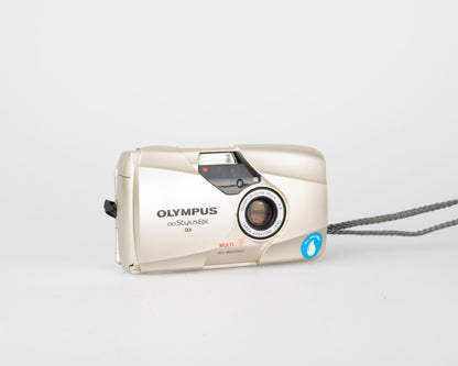 Olympus ∞ Stylus Epic (aka mju II or µ[Mju:]-II) 35mm film camera w/ case + remote + manual (serial 7830782)
