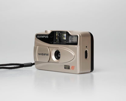 Olympus Trip XB AF44 compact 35mm film point-and-shoot camera; right angle view lens cover open