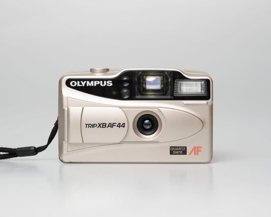 Olympus Trip XB AF44 compact 35mm film point-and-shoot camera; front view lens cover open