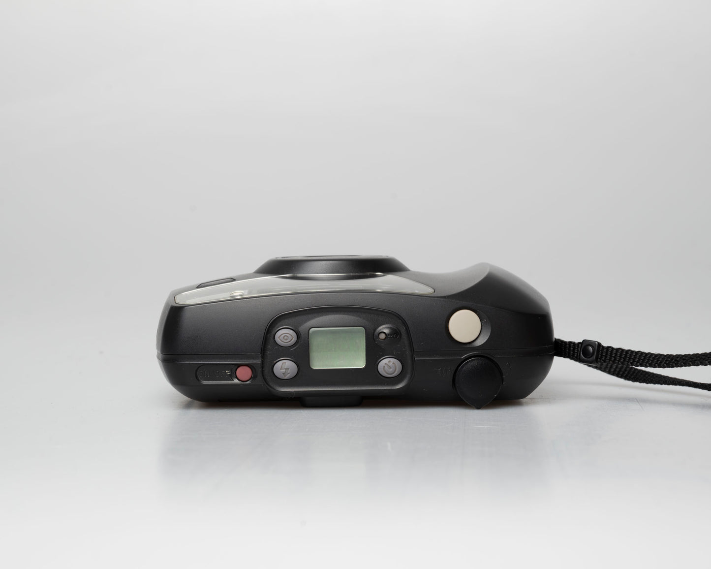 Pentax Espio 738 (aka IQZoom Ezy) compact 35mm film point-and-shoot camera; top view, off