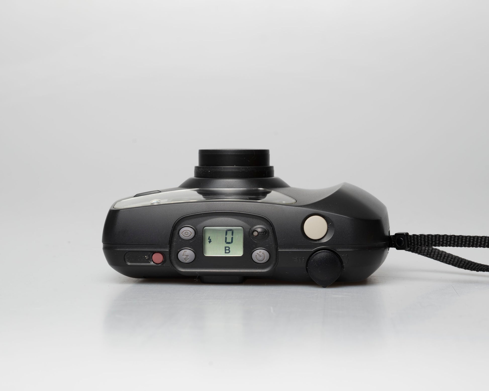 Pentax Espio 738 (aka IQZoom Ezy) compact 35mm film point-and-shoot camera; top view, on