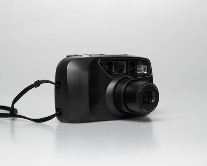 Pentax Espio 738 (aka IQZoom Ezy) compact 35mm film point-and-shoot camera; left angle zoom extended