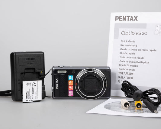 Pentax Optio VS20 Appareil photo numérique à capteur CCD 16 MP avec batterie + chargeur (utilise une carte mémoire SD)