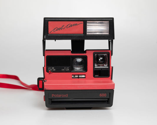 Red Polaroid 600 Cool Cam instant camera (serial J2R1064VJAC)