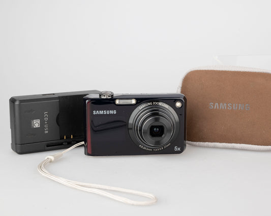 Appareil photo numérique à capteur CCD Samsung PL150 12,4 MP avec micro SD 8 Go + boîtier + chargeur