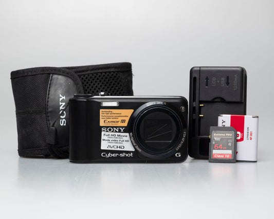 Appareil photo numérique Sony Cyber-Shot G DSC-HX5 10,2 MP avec carte mémoire de 64 Go + chargeur + batterie + étui (série 1351445)