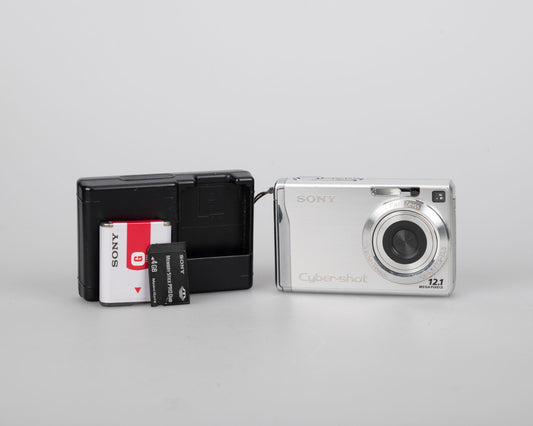 Sony Cyber-Shot DSC-W200 12.1 MP digicam w/ 4 GB memory card + charger + battery