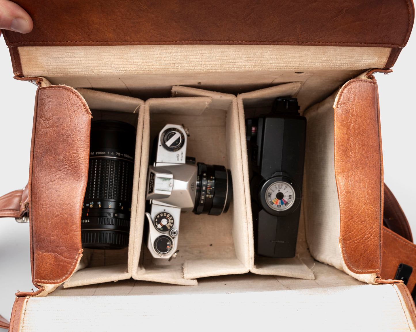 Vintage 1970s leatherette camera shoulder bag