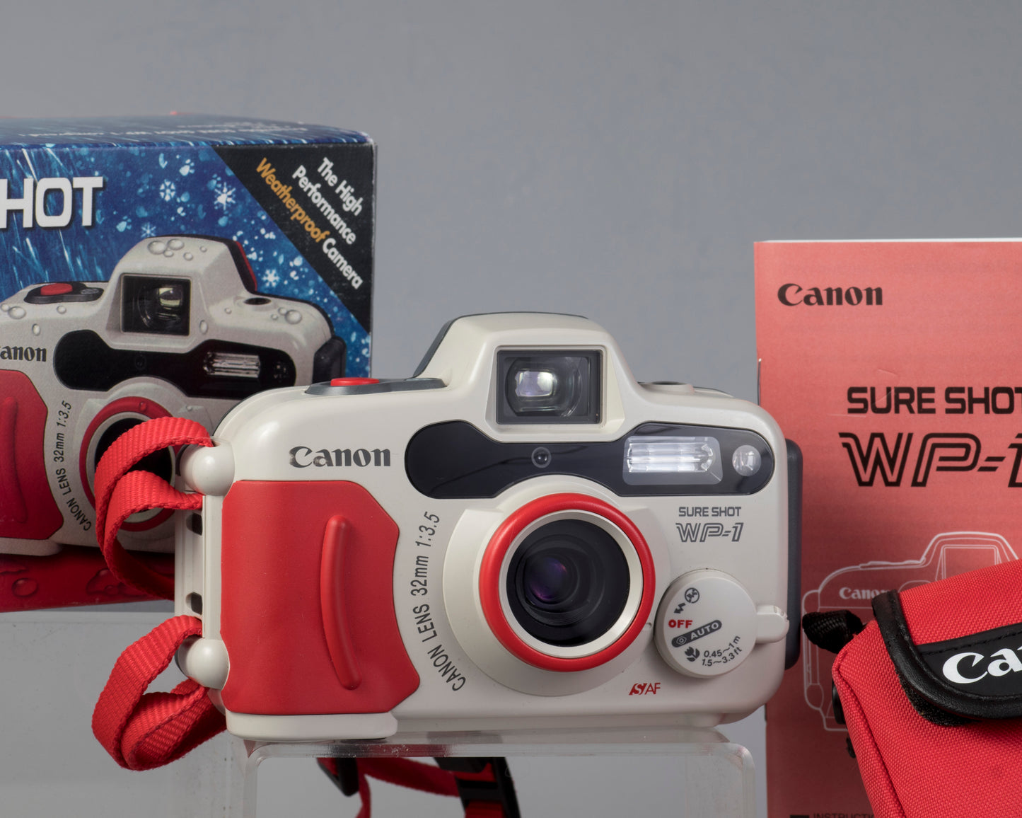 The Canon Sure Shot WP-1 is a high quality waterproof 35mm film camera from the 1990s