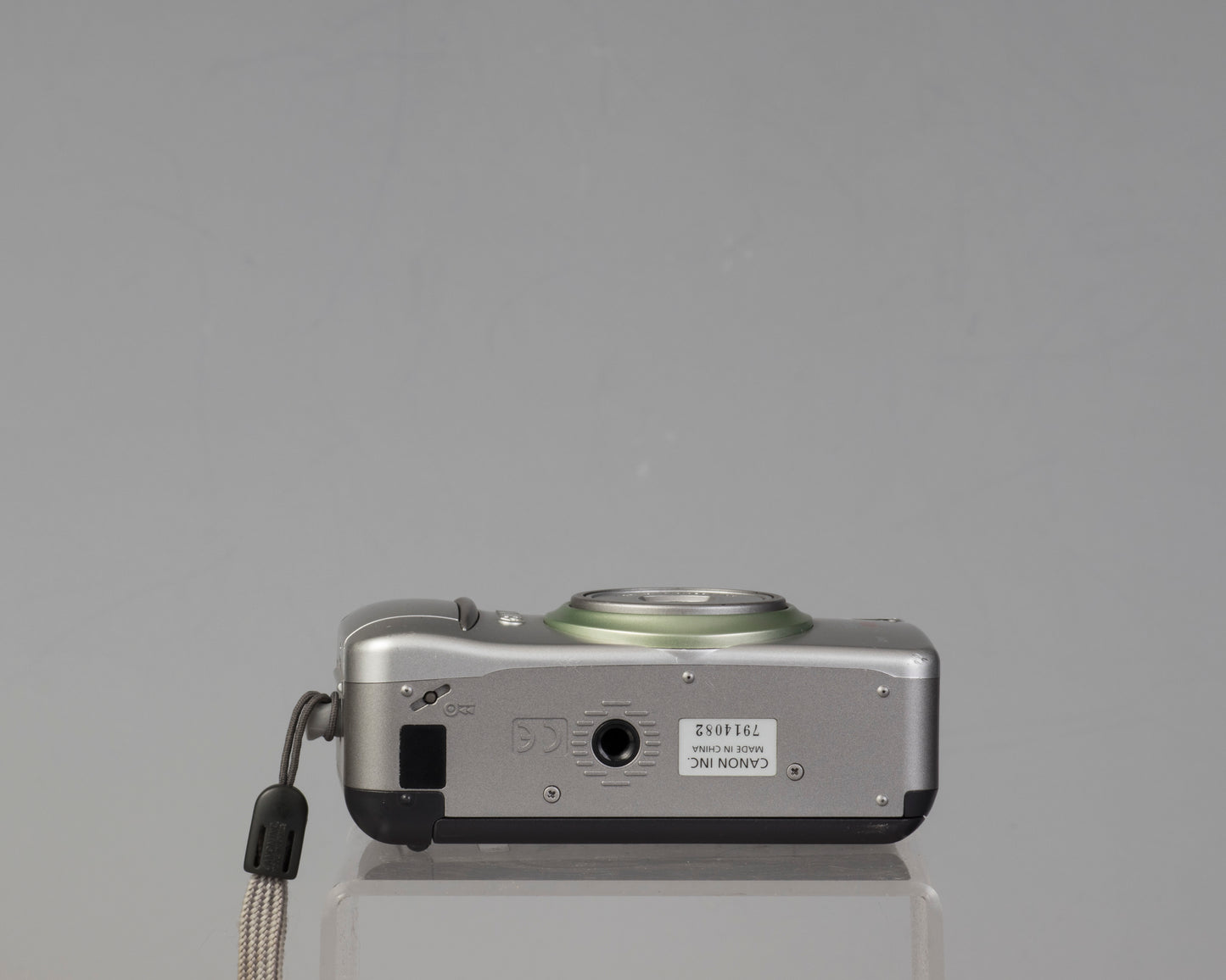 Canon Sure Shot 90u ultra-compact 35mm film camera (bottom view)
