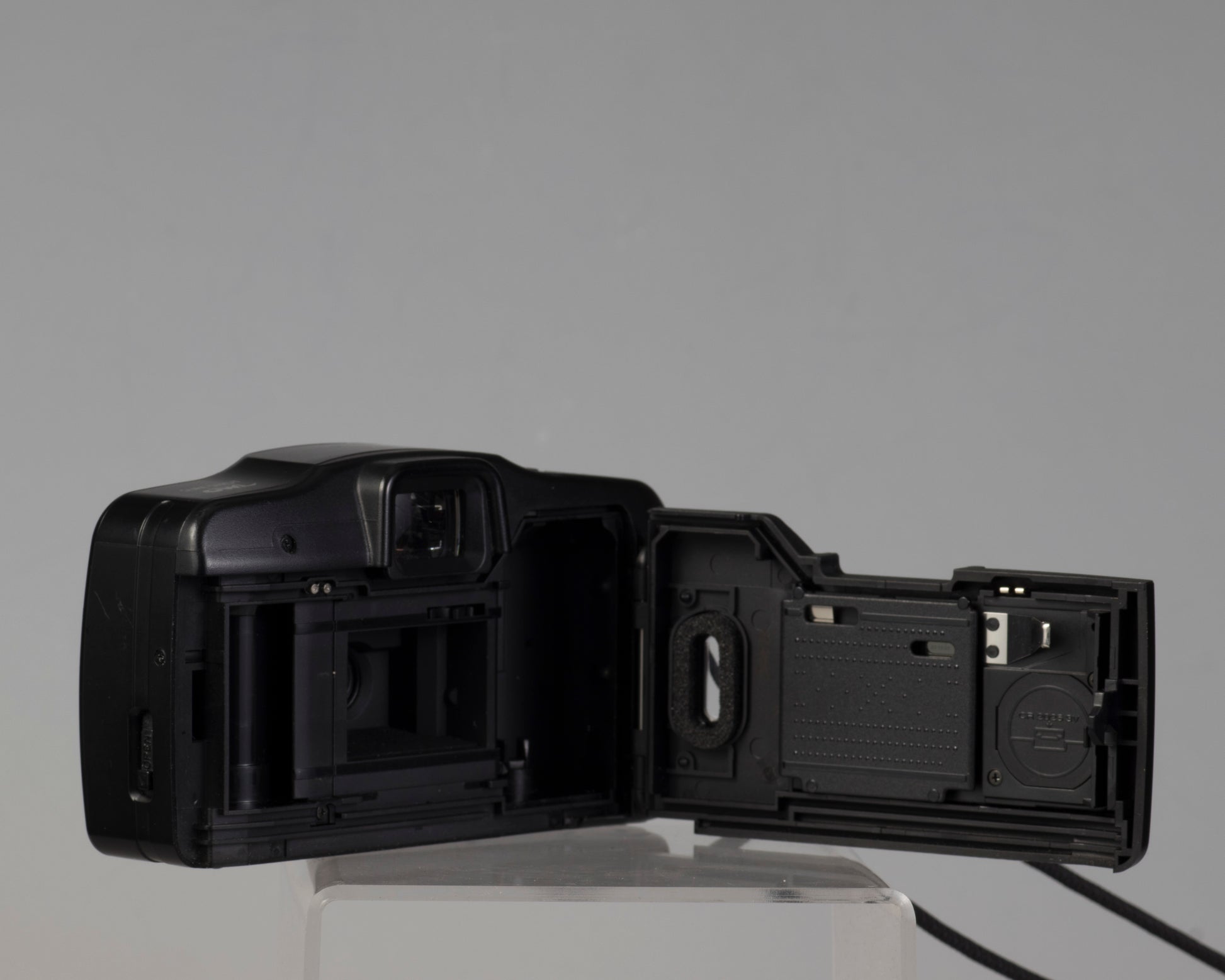 Canon Sure Shot Owl Date 35mm point-and-shoot camera (film door open)